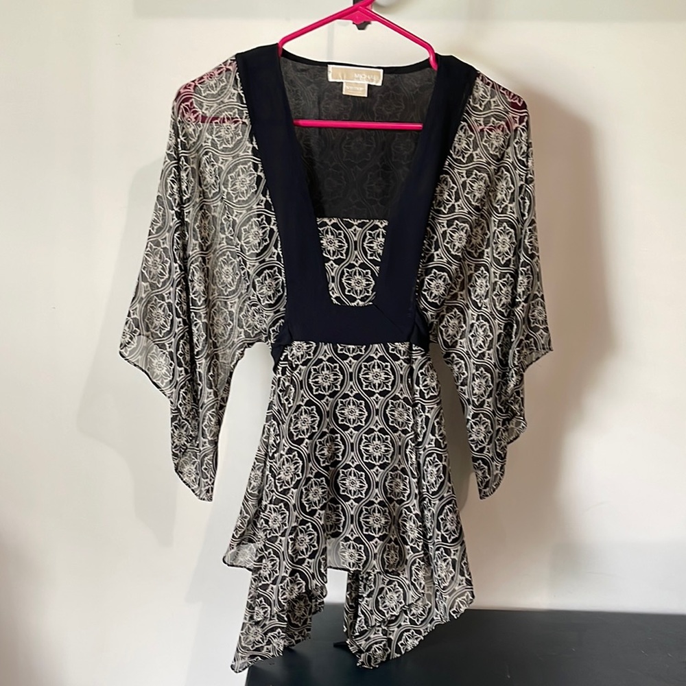 MICHAEL KORS tie waste peplum blouse XS